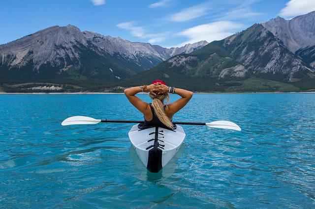 paddling in a kayak